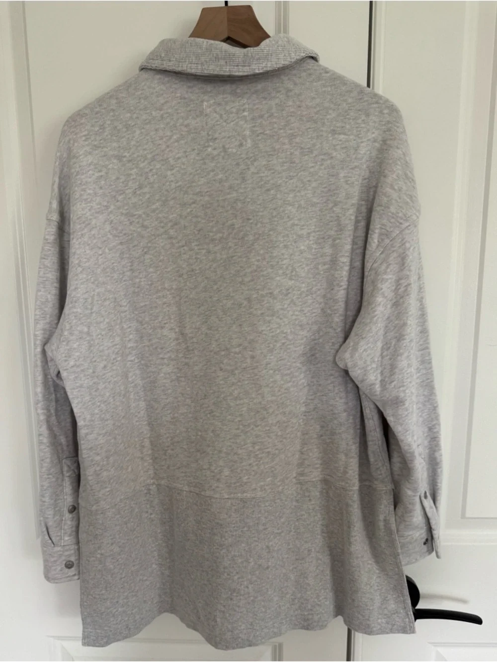 aerie Light Gray Snap-Front Pullover - Picture 2 of 4